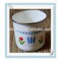 taza de esmalte creativa con mango de borde de rollo y borde de acero inoxidable